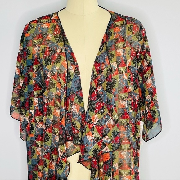 LuLaRoe Monroe Kimono Fringe Layering Jacket Top- Size L (Fits sizes 14-24)- NWT - Picture 2 of 8